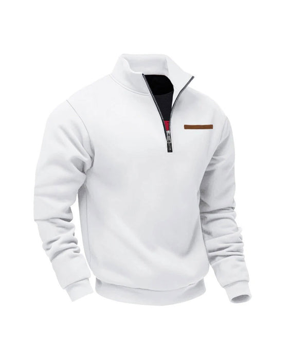 Sweatshirt Effen Kleur Staande Kraag Rits