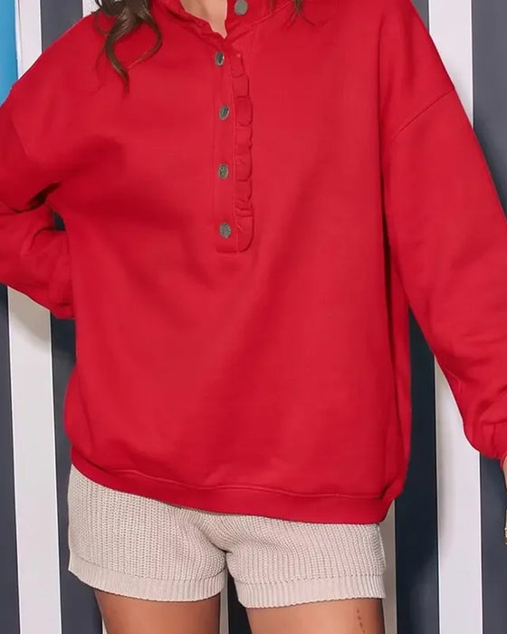 Sweatshirt Gerimpeld Geknoopt Lange Mouw Loose