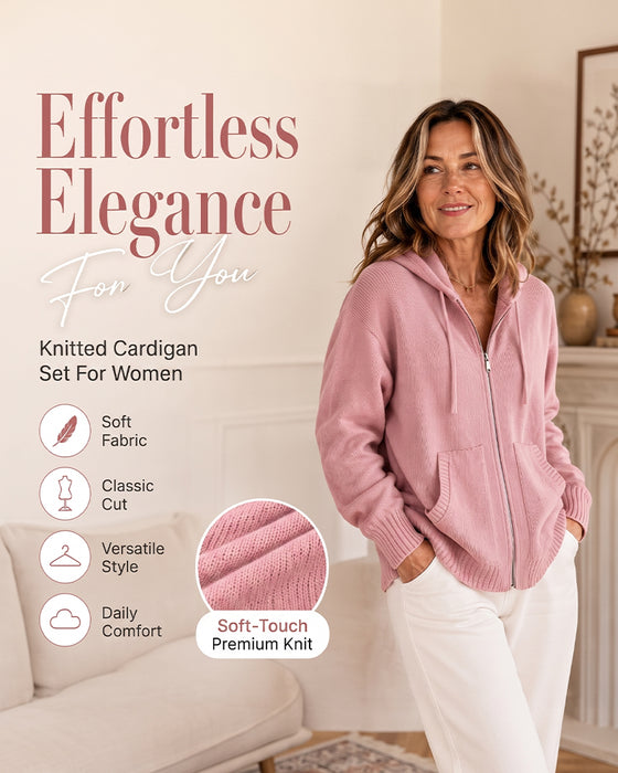 Cardigan Effen Met Capuchon Rits