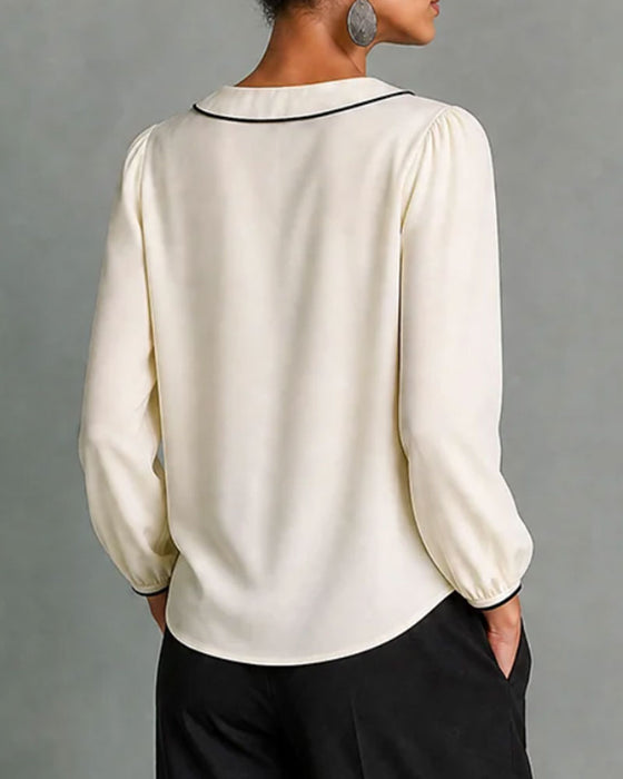 Blouse V-Hals Lange Mouw