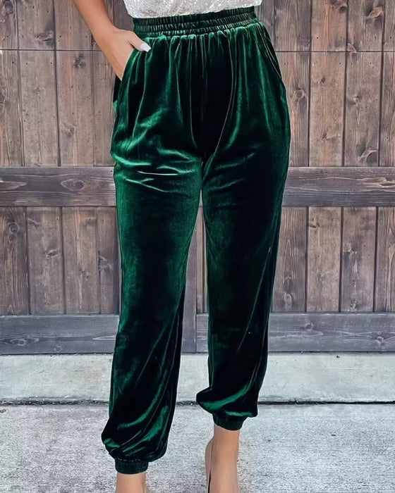 Broek High-Waist Jogger In Effen Kleur