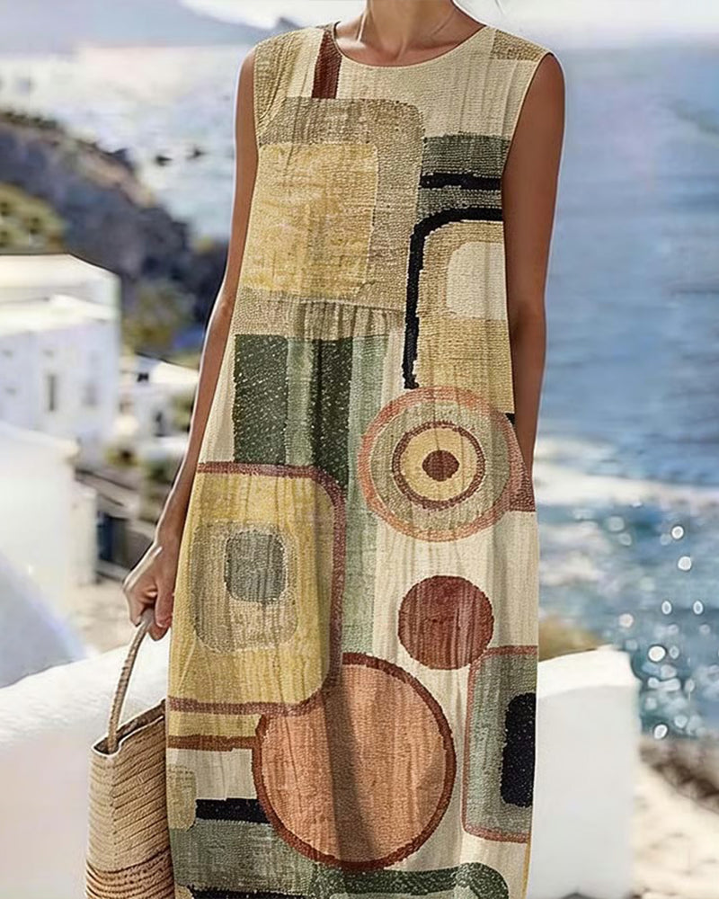Jurk Geometrische Print Mouwloos
