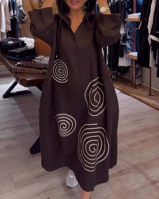 Jurk Met Capuchon Lange Mouw Wijd