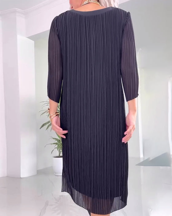 Casual jurk met effen kleur en split