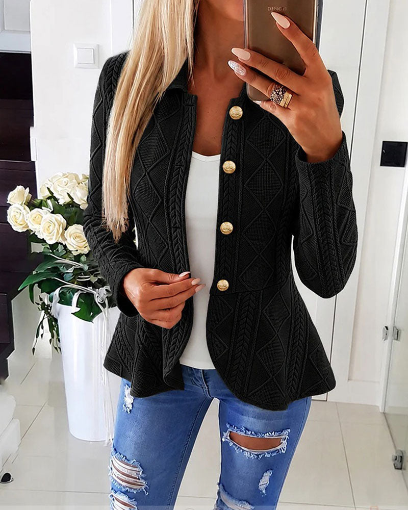 Jas Knoop Casual Effen