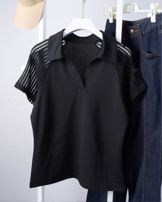 Blouse Effen Kleur Kraag Uitgesneden