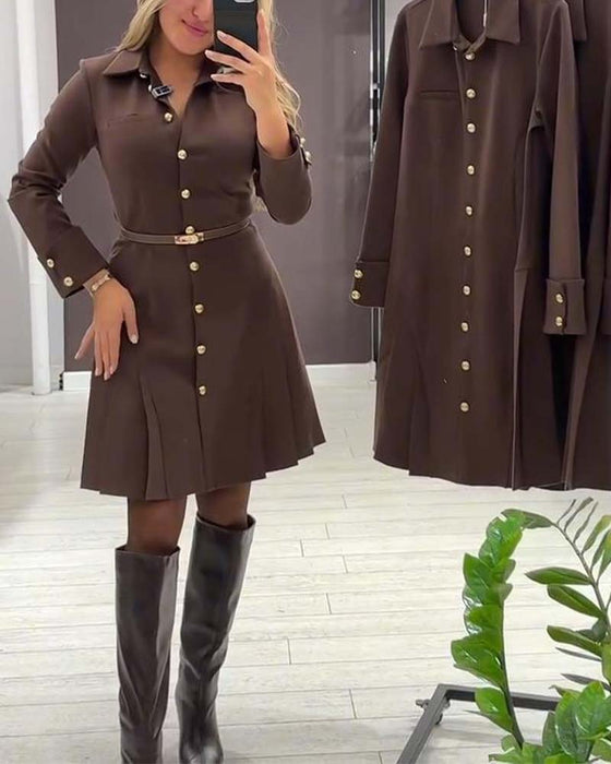 Jurk Met Knoopsluiting En Lange Mouwen