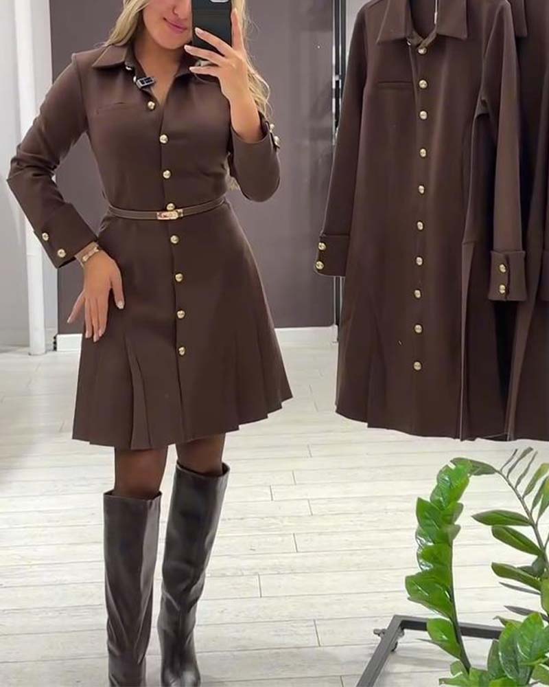 Jurk Met Knoopsluiting En Lange Mouwen