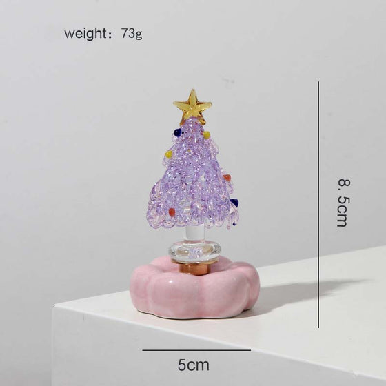 Glazen Kerstboom Met Roterende Keramieken Basis