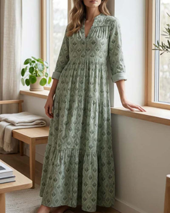 Jurk Vintage V-Hals Bloemen