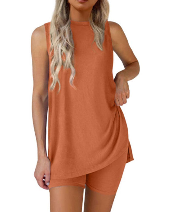 Set Mouwloze Top En Shorts Effen