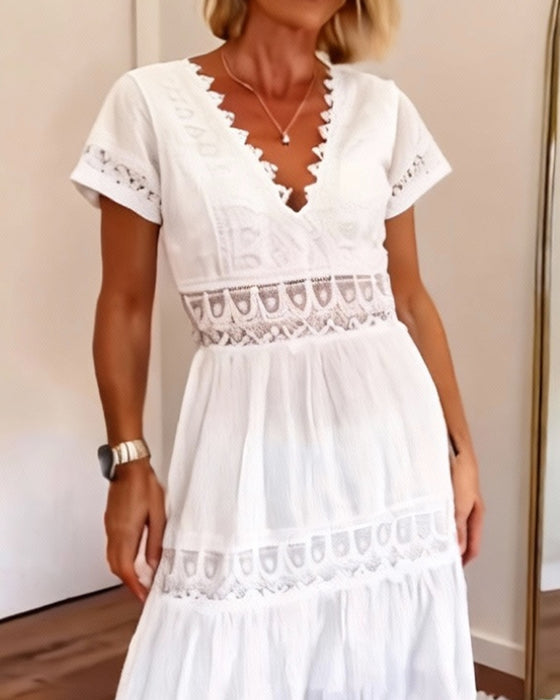 Jurk Diepe V-Hals Uitsnijding Maxi