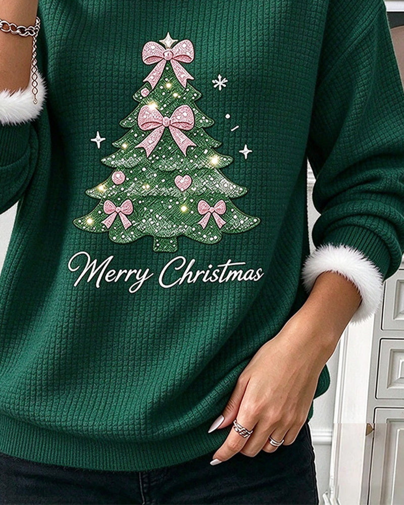 Sweatshirt Kerstboom Contrastkleur