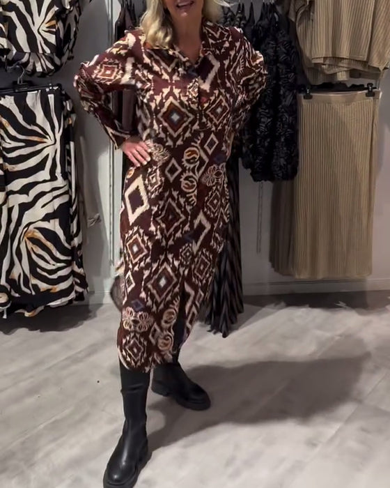 Jurk Met Overhemd In Diamantprint