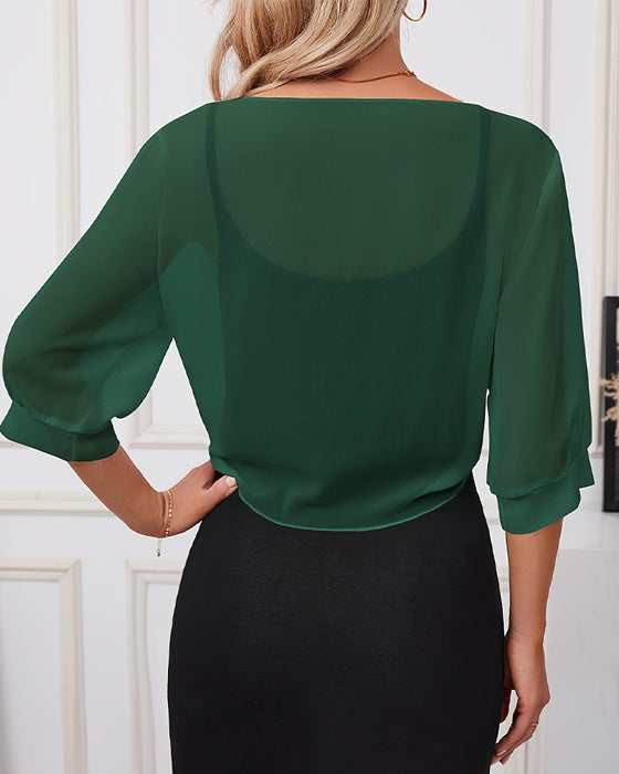 Vest Effen Rijgsluiting Chiffon