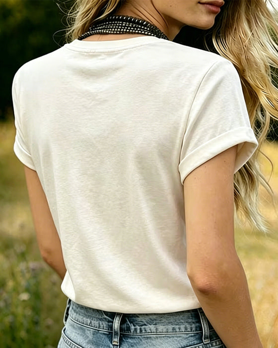 T-Shirt Met Retroprint, Korte Mouwen En Losse Pasvorm