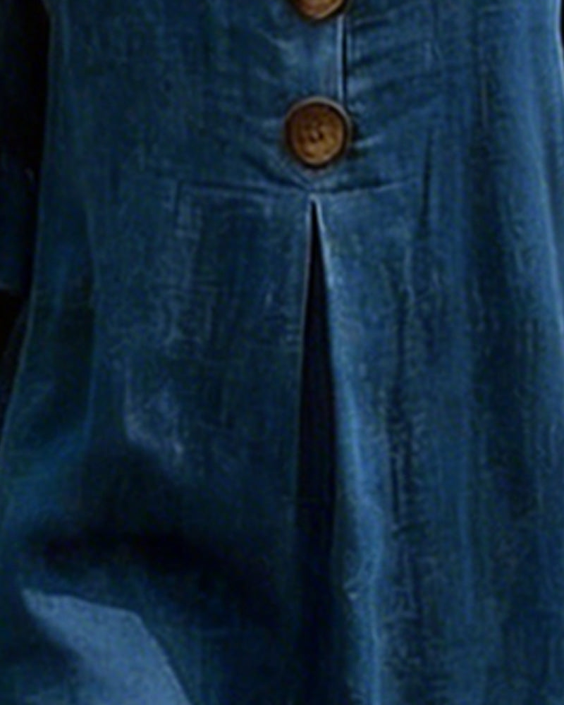 Jurk Vierkante Hals Denim