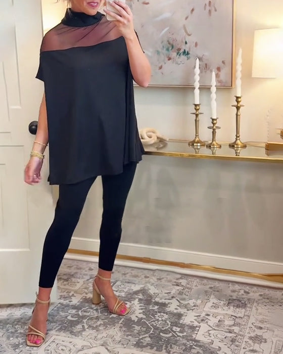 T-shirt stijlvol mesh patchwork elegant