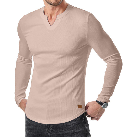 Shirt Heren Slim Fit V-hals Longline Muscle