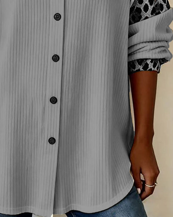 Overhemd Revers Knoopsluiting Luipaardprint