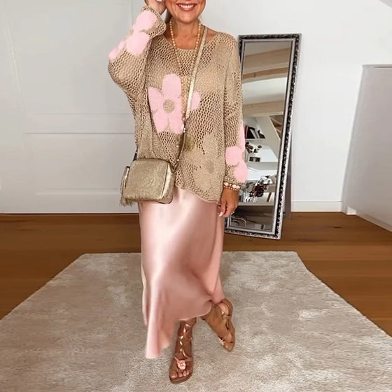 Casual holle trui met ronde hals en lange mouwen