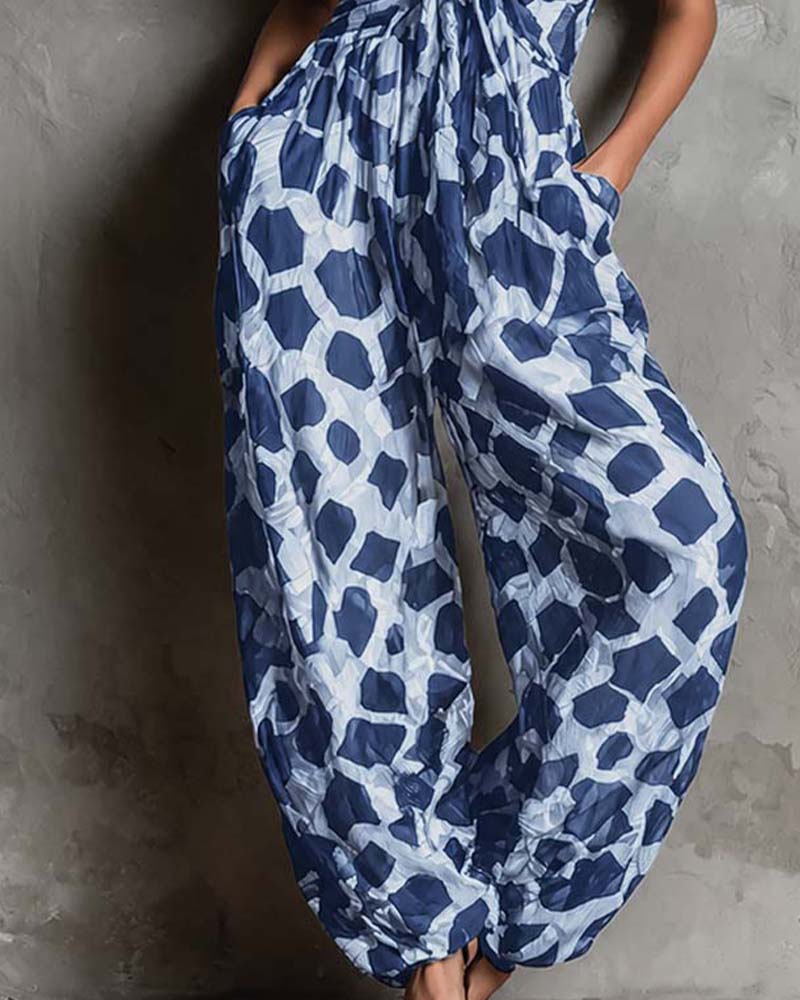 Overall Luipaardprint Bretelles Wijde Pijp