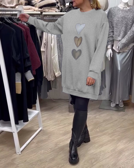 Jurk Shift Hart Patroon Casual