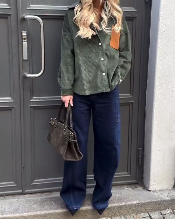 Stijlvolle Langmouwige Blouse Met Kraag