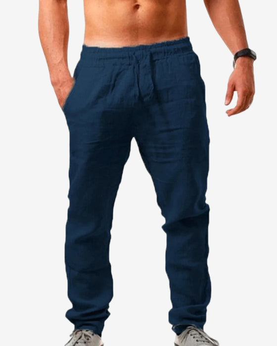 Katoen linnen ademende effen kleur broek