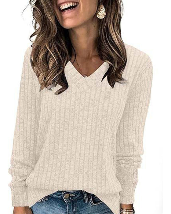 V‑Hals Lange‑Mouw Top
