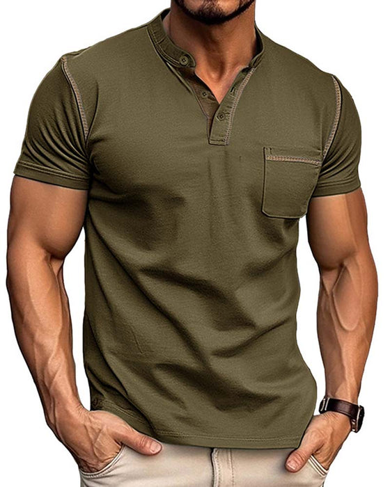 Overhemd Heren Henry Casual Effen