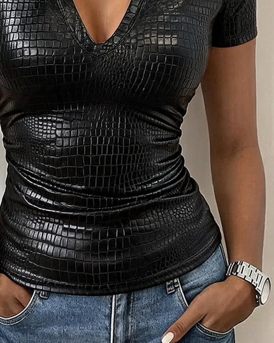 Blouse V-Hals Trendy Gerimpeld