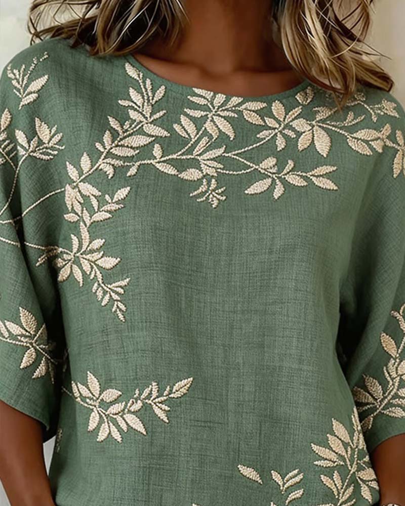 Blouse Ronde Hals Vleermuismouwen Gestreept