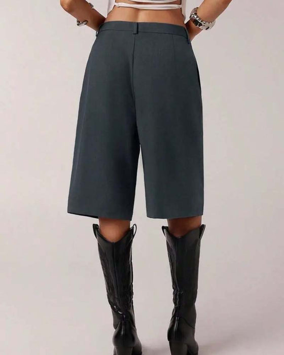 Blazer Broek Bermuda Rechte Pijp Zak Casual