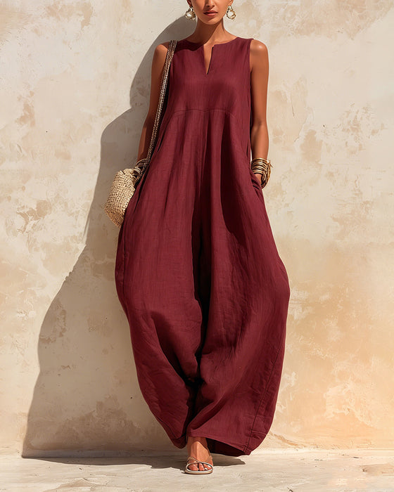 Jumpsuit Kleine V-Hals Wijd