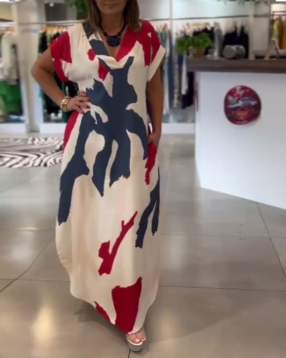 Jurk Met Korte Mouwen Bedrukt