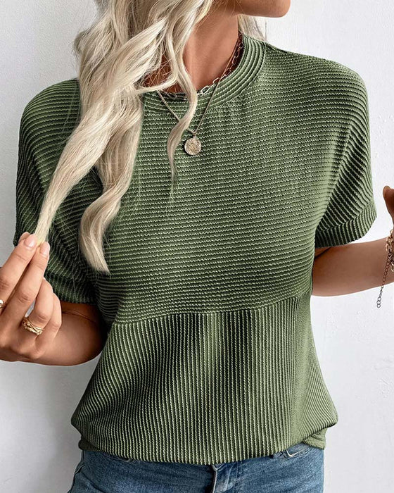 T-Shirt Gestreept Korte Mouw Ronde Hals