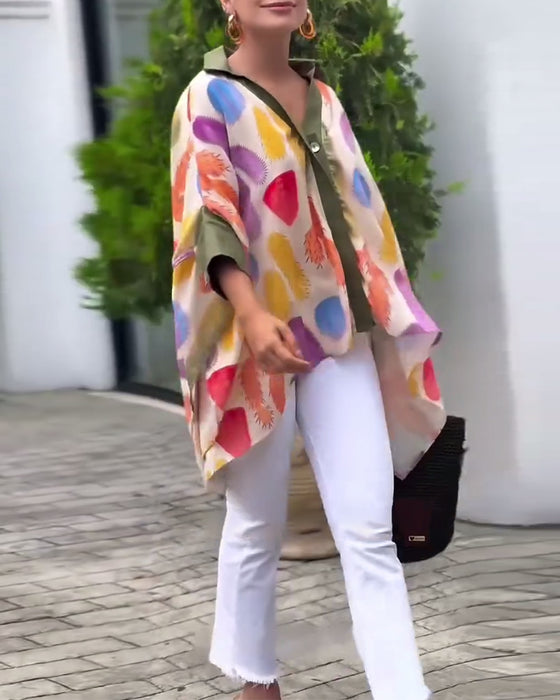 Blouse casual bedrukt los