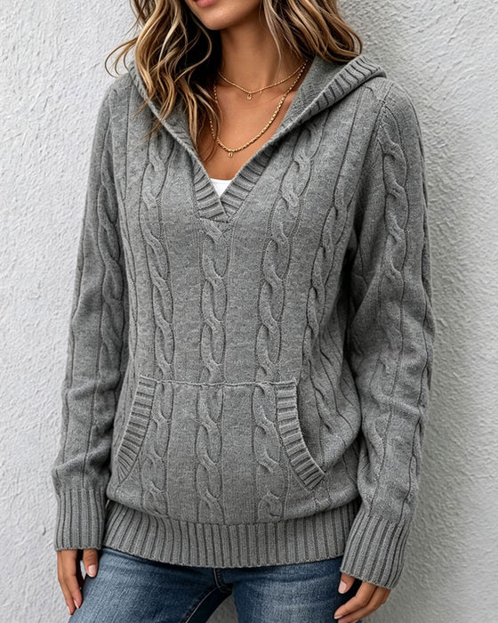Pullover Kabelgebreid Met Capuchon