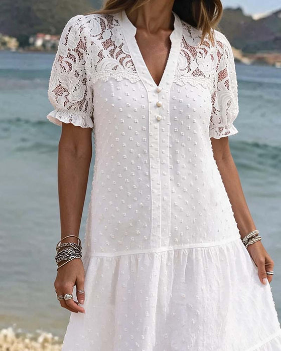 Jurk Pofmouw Kant Resort