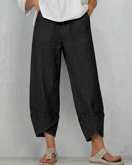 Broek Effen Opengewerkt Casual