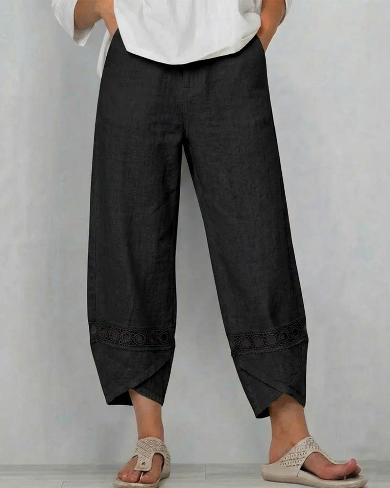 Broek Effen Opengewerkt Casual