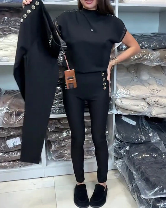 Stijlvolle Broek Met Knoopsluiting En Stretch