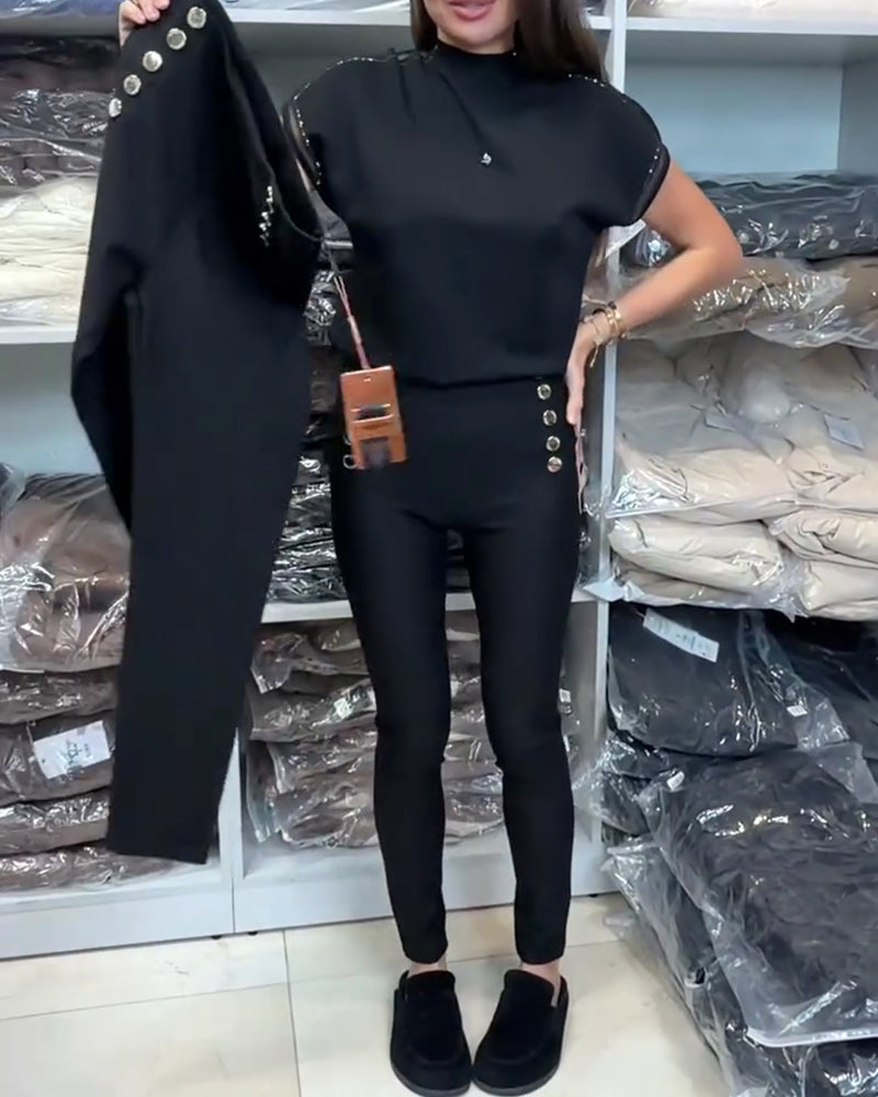 Stijlvolle Broek Met Knoopsluiting En Stretch