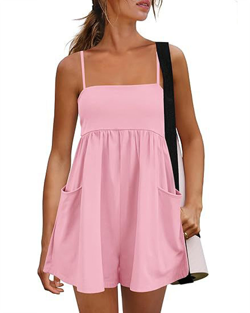 Jumpsuit Effen Kleur Bretels Breed Been
