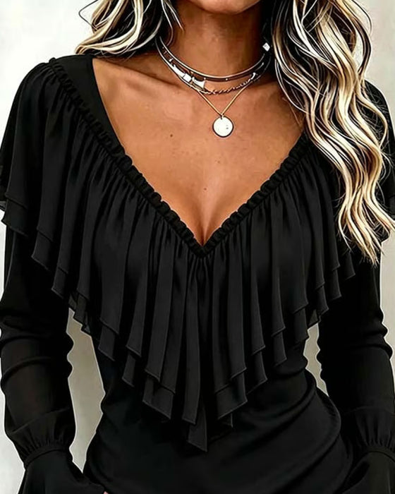 Blouse Met Ruches En Klokmouwen
