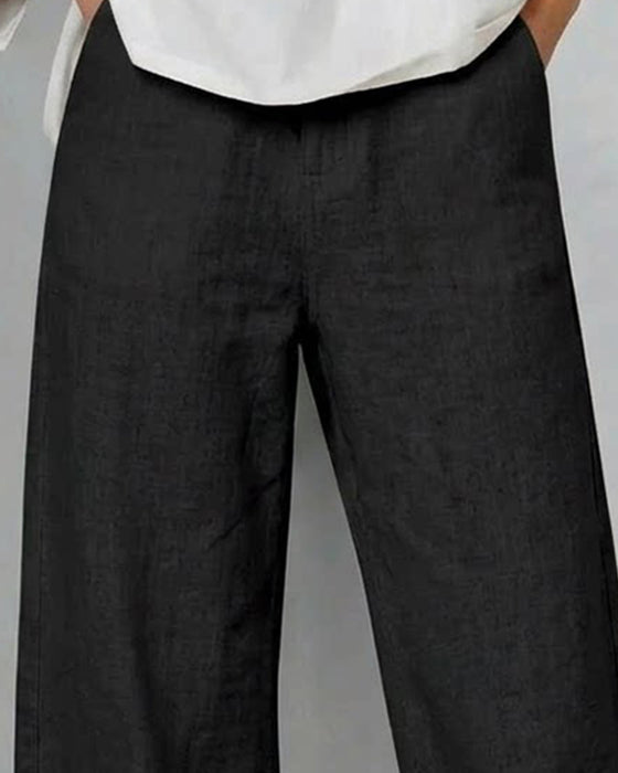 Broek Effen Opengewerkt Casual