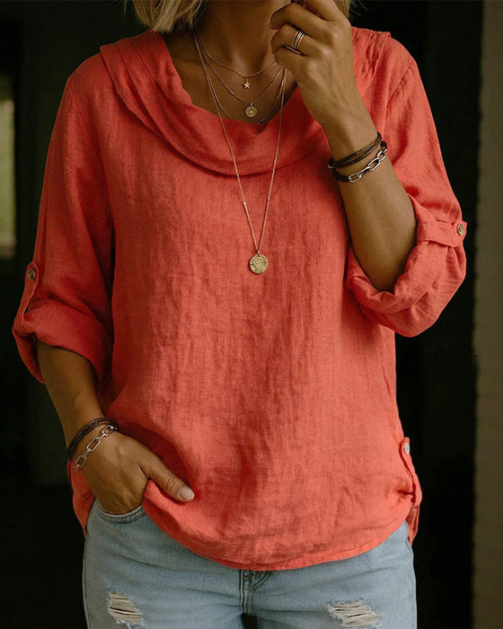 Top Omgeslagen Kraag Katoen