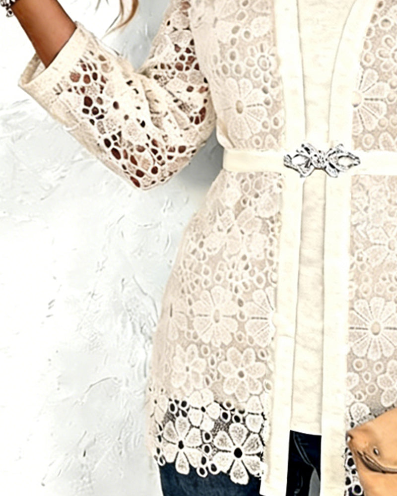 Top Faux Tweedelig Aansluitend Lange Mouwen