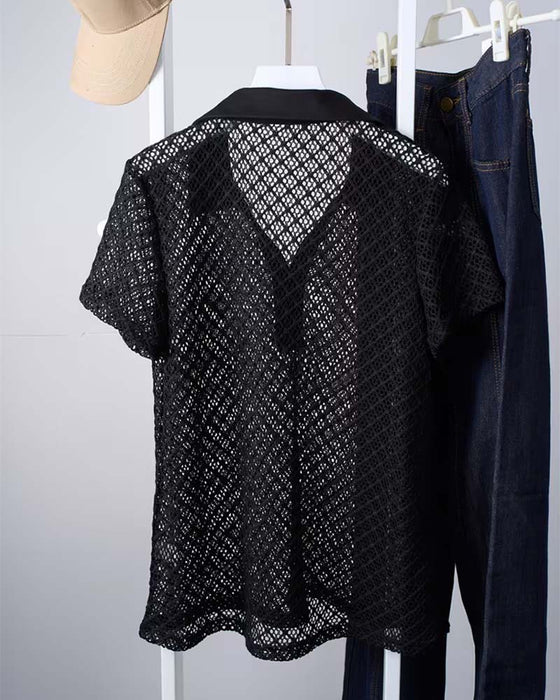 Pullover In Effen Kleur Met Overhemdkraag En Uitsparing